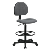 Flash Furniture Gray Fabric Ergonomic Drafting Stool (Adjustable Range 26’’- 30.5’’H or 22.5’’- 27’’H) BT-659-GRY-GG